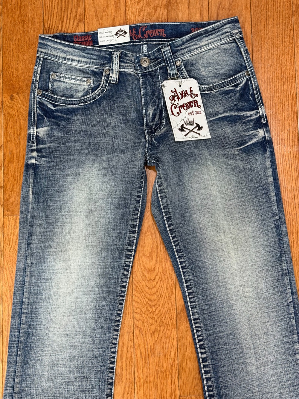 Y2K Classic Straight Jeans, Axe & Crown “Anoint” Size 30x30
